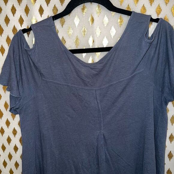 Free People Bittersweet Cold Shoulder Dark Blue crop top ruffles blouse size XS - Picture 5 of 6
